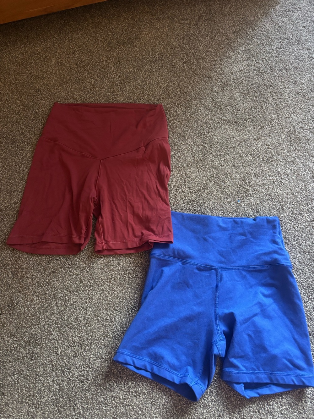 Aerie High-Waist Biker Shorts - Blue and Maroon